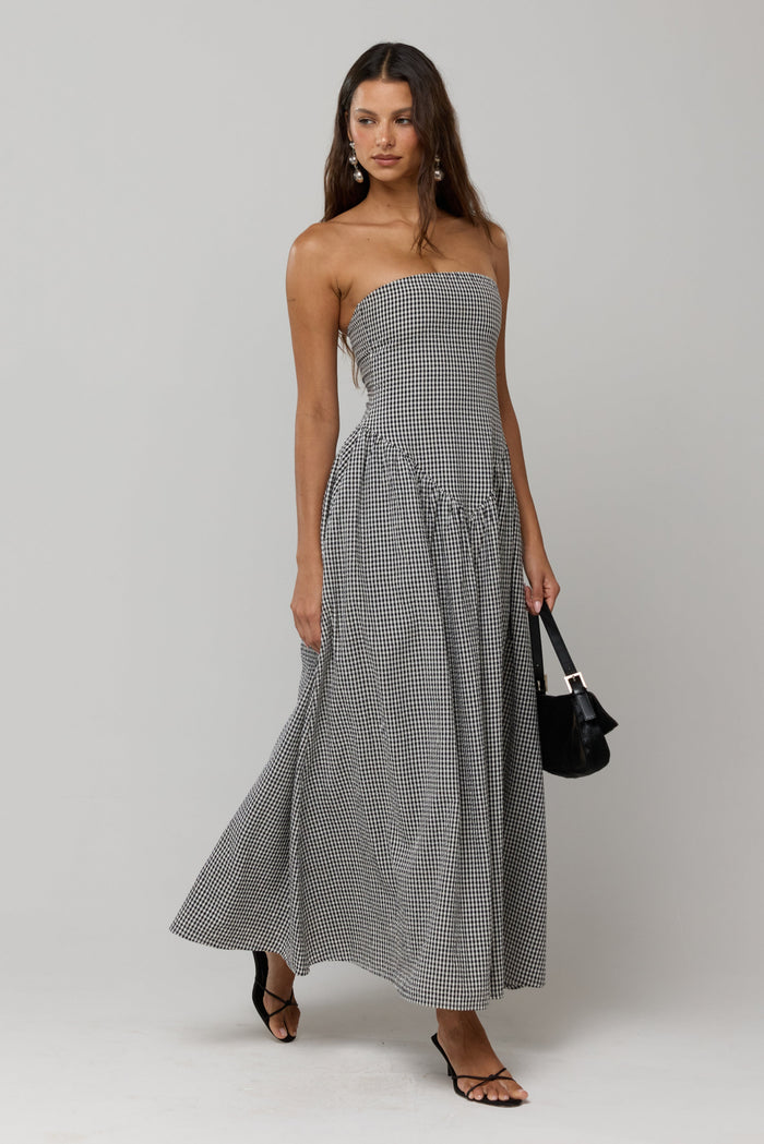 This is an image of Mackenzie Dress in Hampton - RESA featuring a model wearing the dress