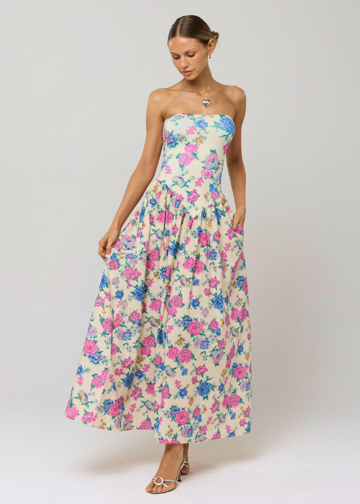 This is an image of Mackenzie Dress in Rosewood - RESA featuring a model wearing the dress