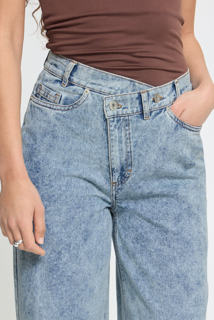 Mandy Wide Leg Jeans (Blue Stonewashed/Leg 32")