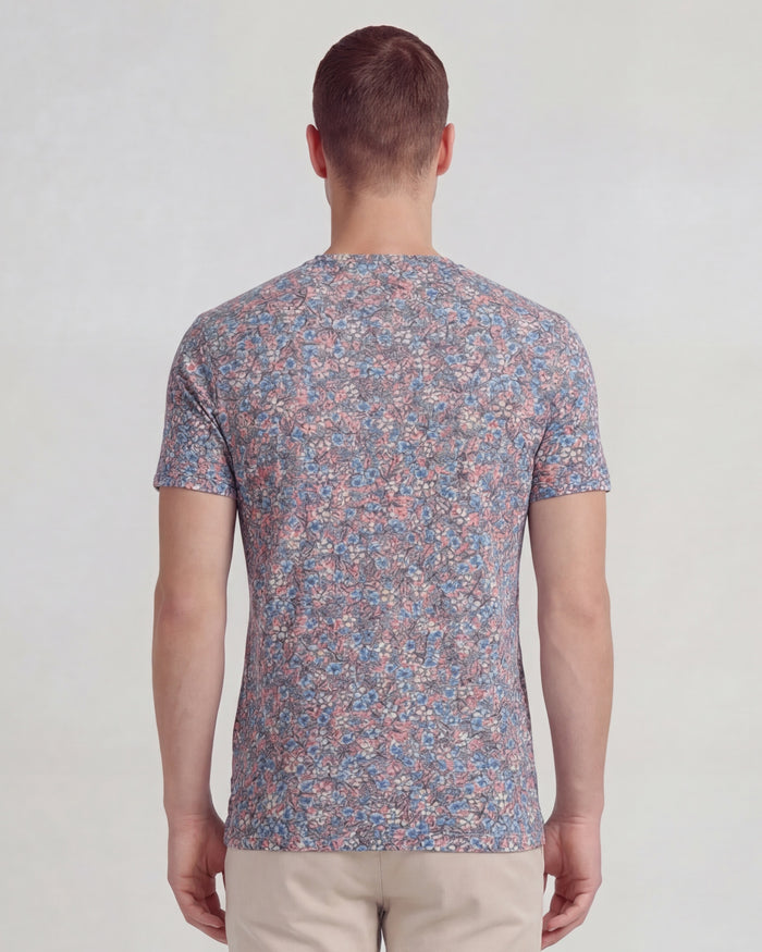MAZE FLORAL FIELD CORAL MENS VNECK TEE