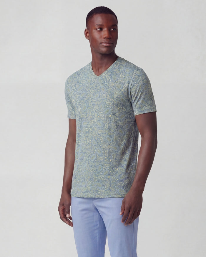 MAZE PAISLEY PILE SUNSHINE MENS VNECK TEE