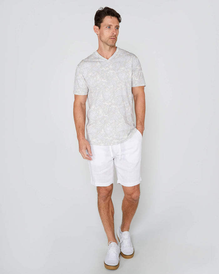 MAZE PAISLEY ROMANCE V-NECK TEE - IVORY