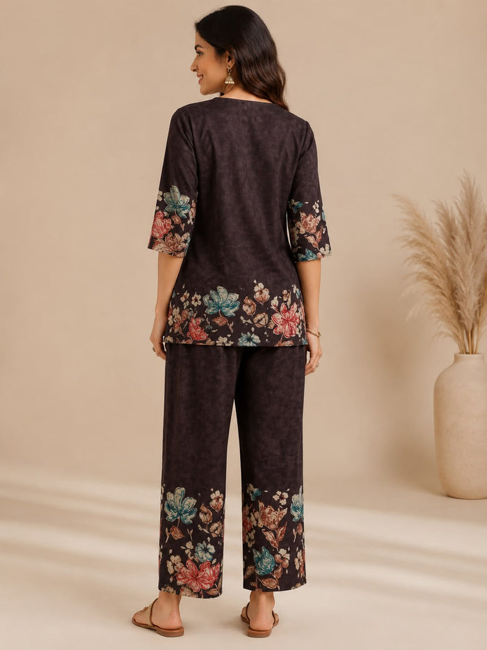 Midnight Bloom Printed Co-Ord Set for Women