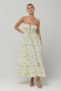 This is an image of Olivia Dress in Cotton Bluebell - RESA featuring a model wearing the dress