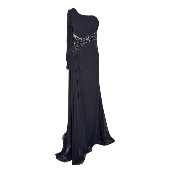 Cult Moda One - Shoulder Long Sleeve Chiffon Gown - Runway Catalog