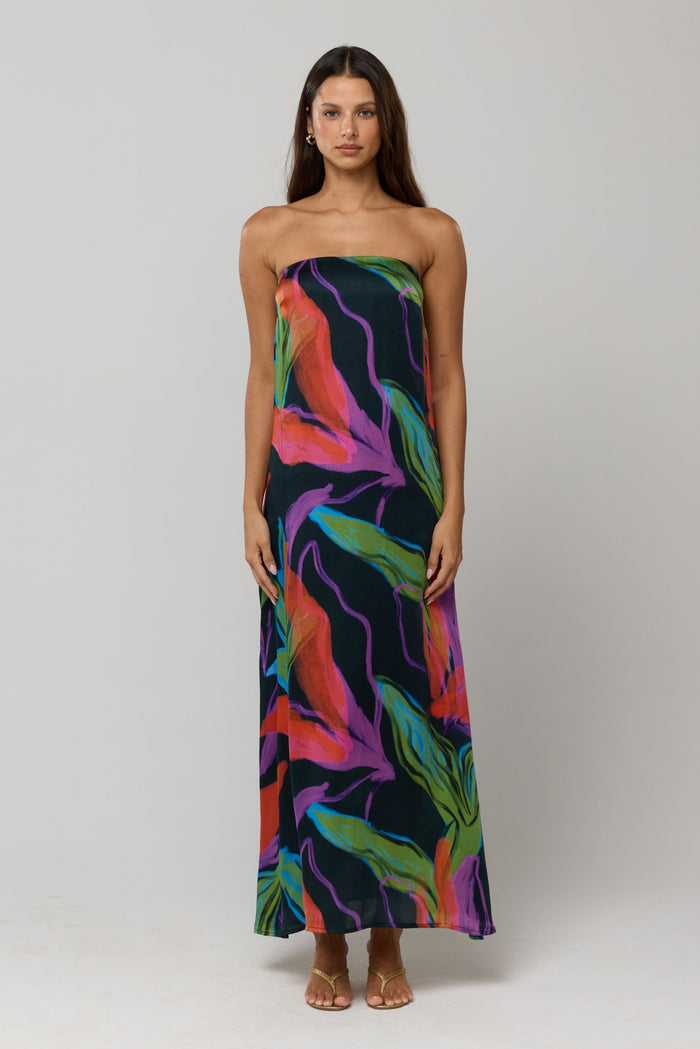 This is an image of Ophelia Dress in Mai Tai - RESA featuring a model wearing the dress