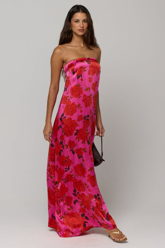 This is an image of Ophelia Dress in Rosebud - RESA featuring a model wearing the dress