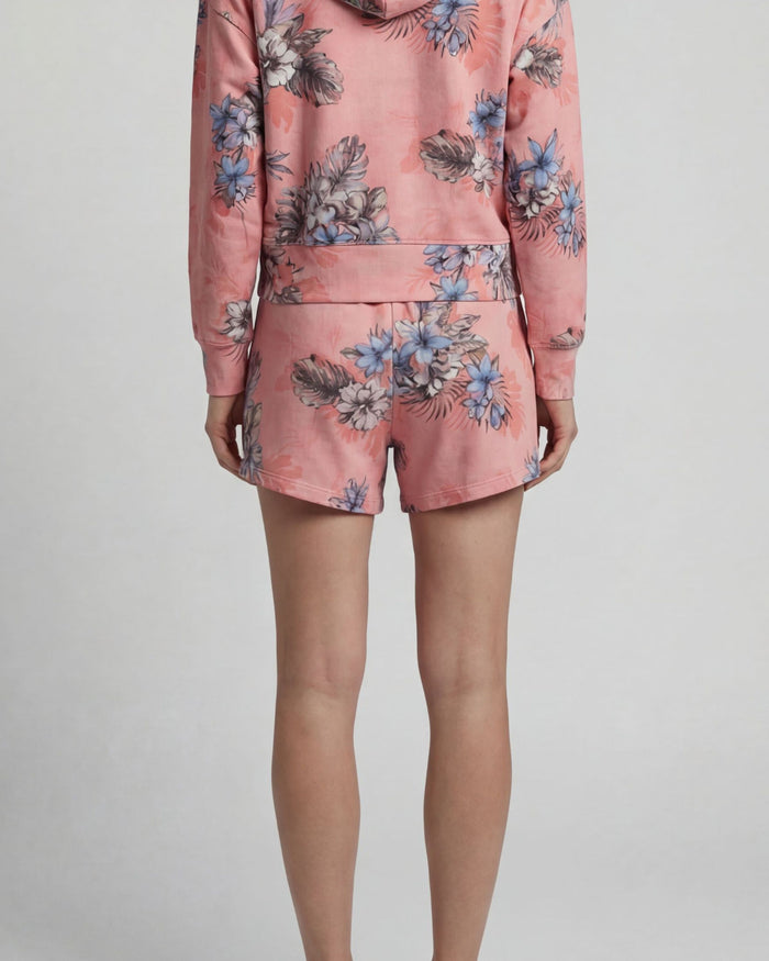 PENELOPE EXOTIC FLORAL CORAL WOMENS DRAWSTRING SHORT