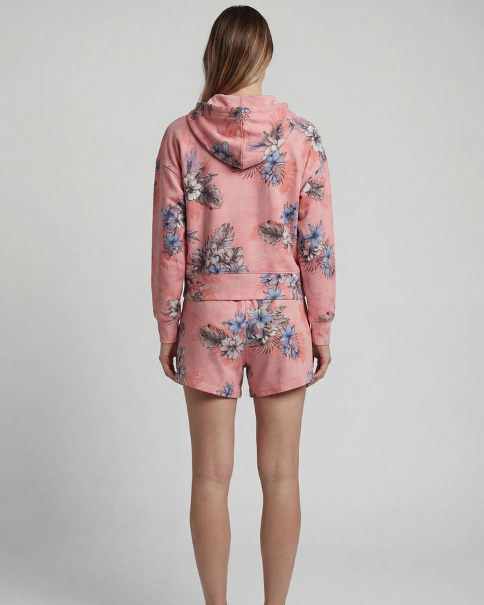 PENELOPE EXOTIC FLORAL CORAL WOMENS DRAWSTRING SHORT