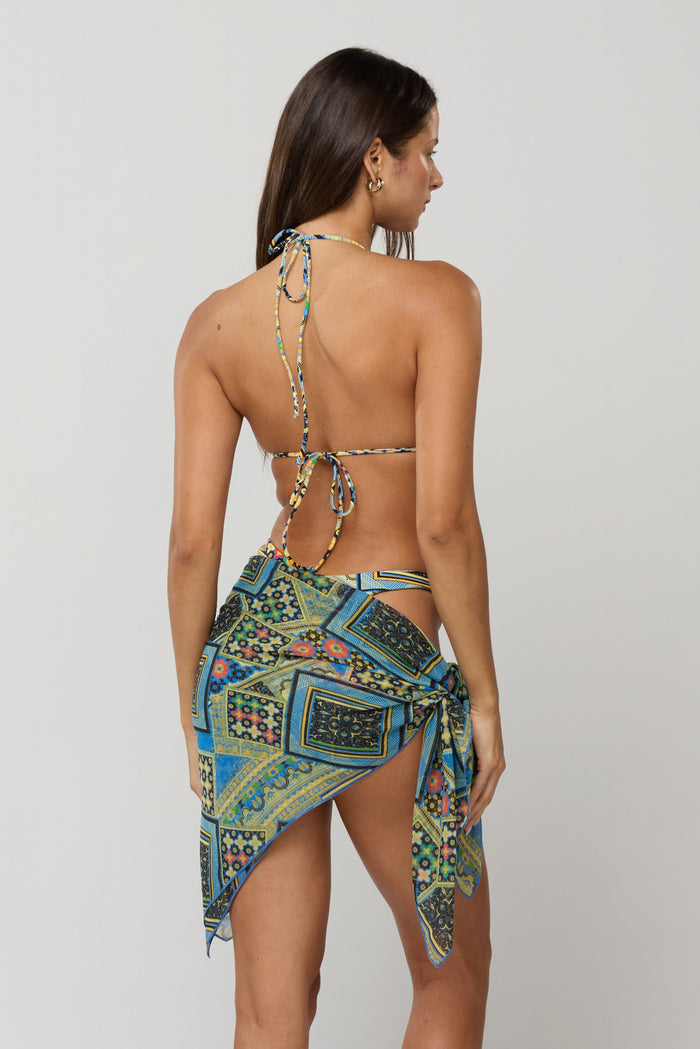 This is an image of Perfect Scarf Top and Sarong in Casino - RESA featuring a model wearing the dress
