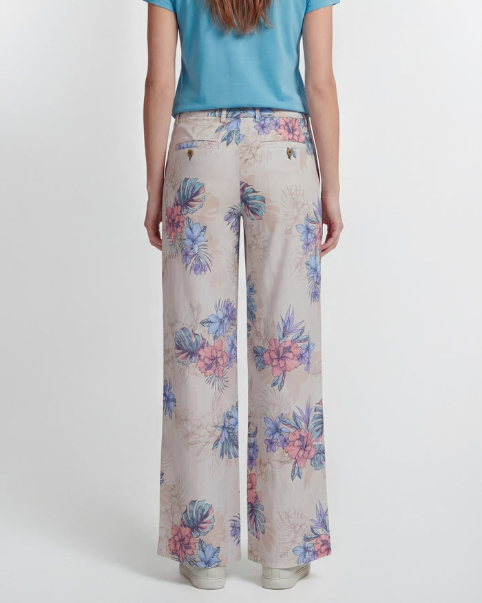PHILLIS EXOTIC FLORAL NEUTRAL WOMENS WIDE-LEG PANT