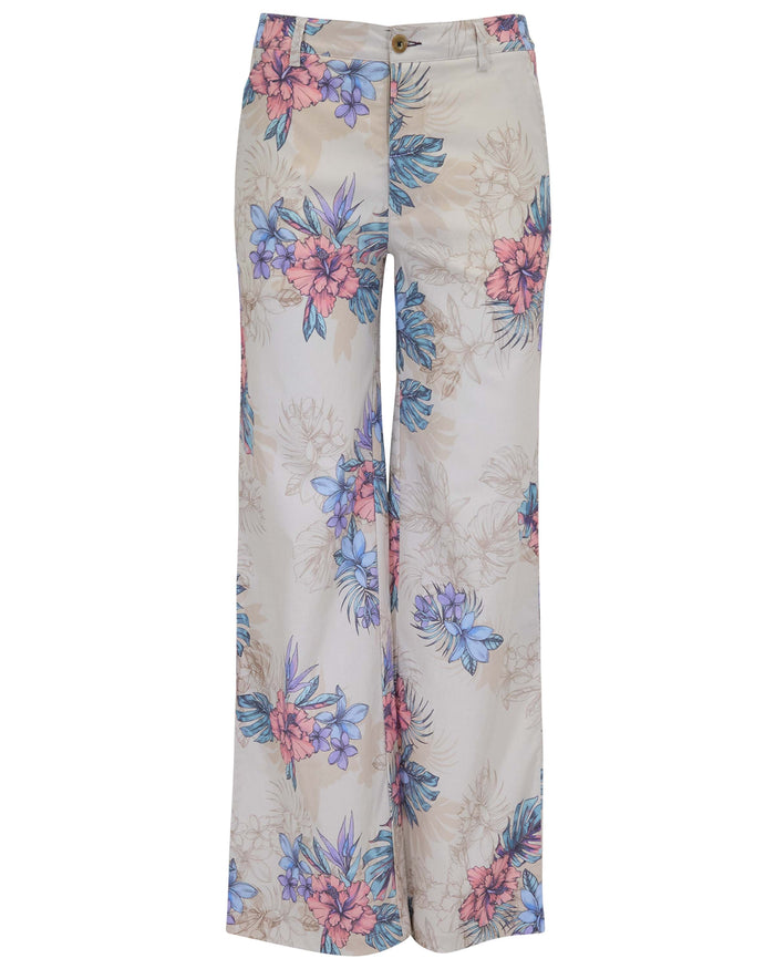 PHILLIS EXOTIC FLORAL NEUTRAL WOMENS WIDE-LEG PANT