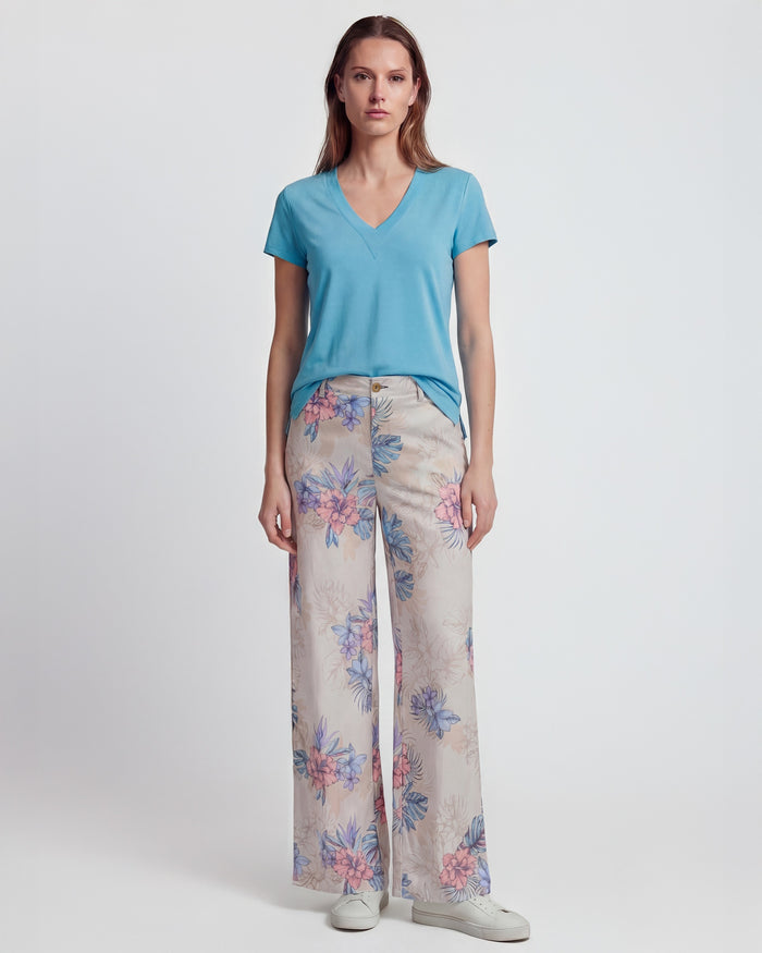 PHILLIS EXOTIC FLORAL NEUTRAL WOMENS WIDE-LEG PANT