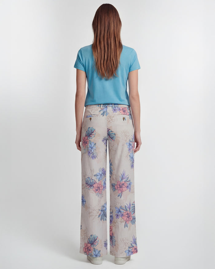 PHILLIS EXOTIC FLORAL NEUTRAL WOMENS WIDE-LEG PANT