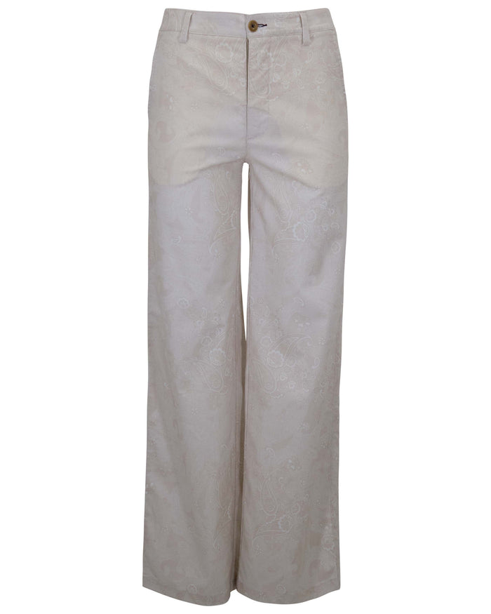 PHILLIS PAISLEY EXPLOSION IVORY WOMENS WIDE-LEG PANT