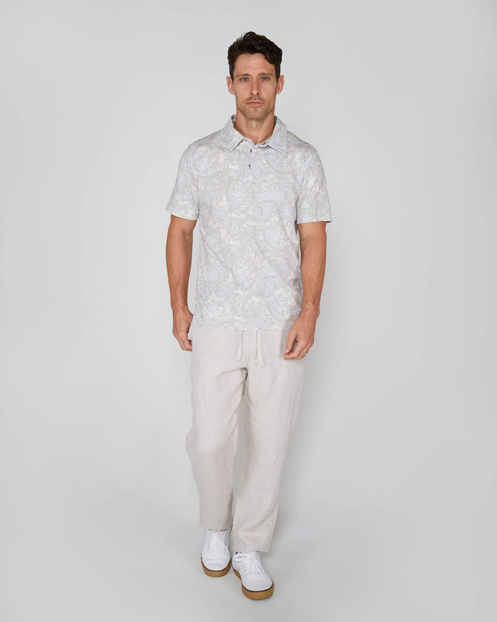 PIETRO PAISLEY ROMANCE POLO SHIRT -  IVORY