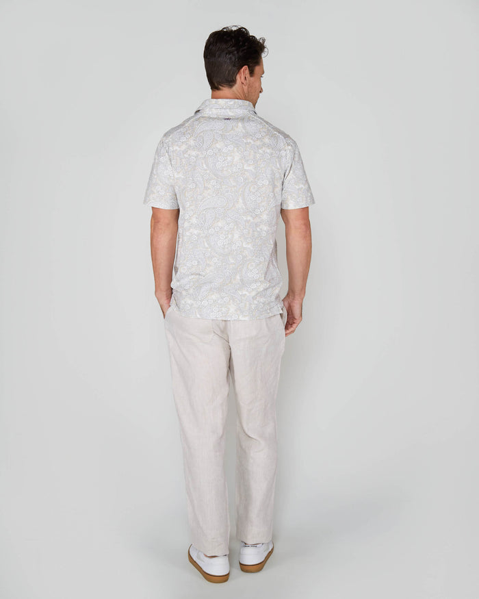 PIETRO PAISLEY ROMANCE POLO SHIRT -  IVORY