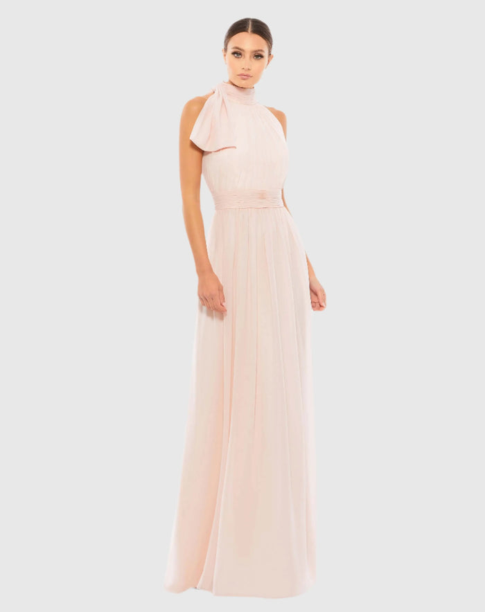 Pink High Neck Chiffon Gown - Mac Duggal