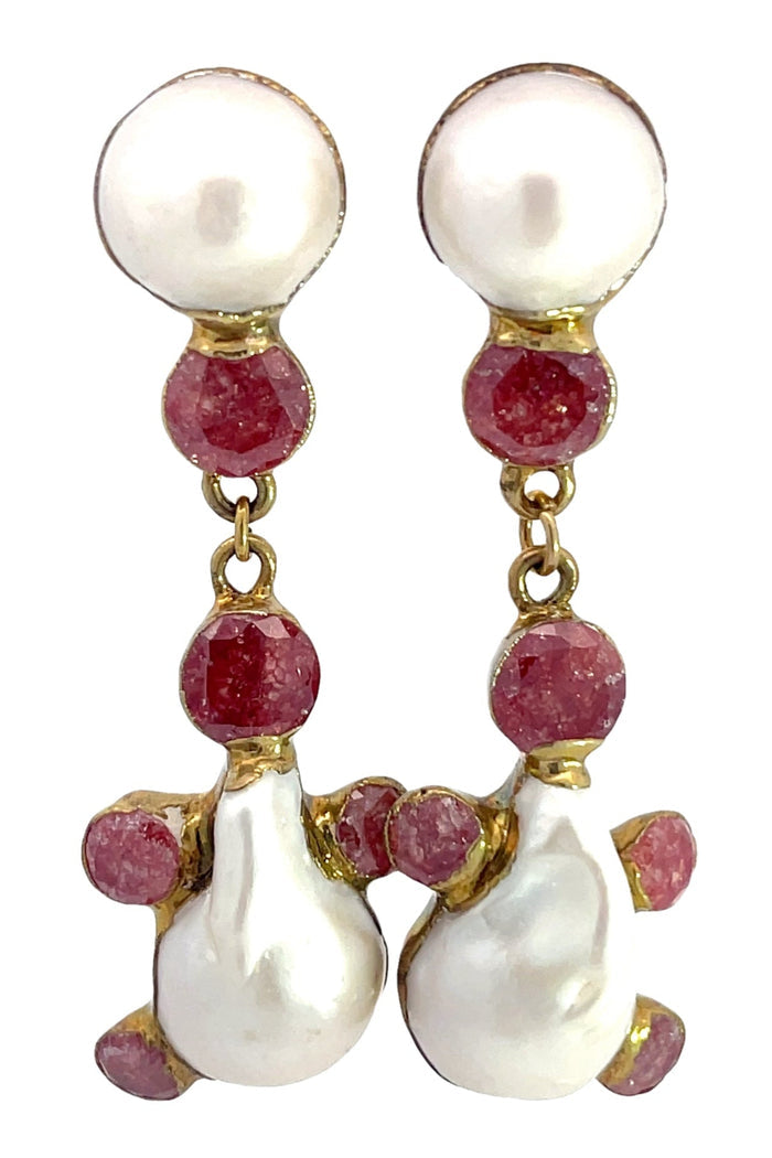 Style the Pink Quartz & Pearl Sterling Silver Earring exclusively at Born To Glam