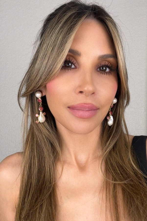 Style the Pink Quartz & Pearl Sterling Silver Earring exclusively at Born To Glam