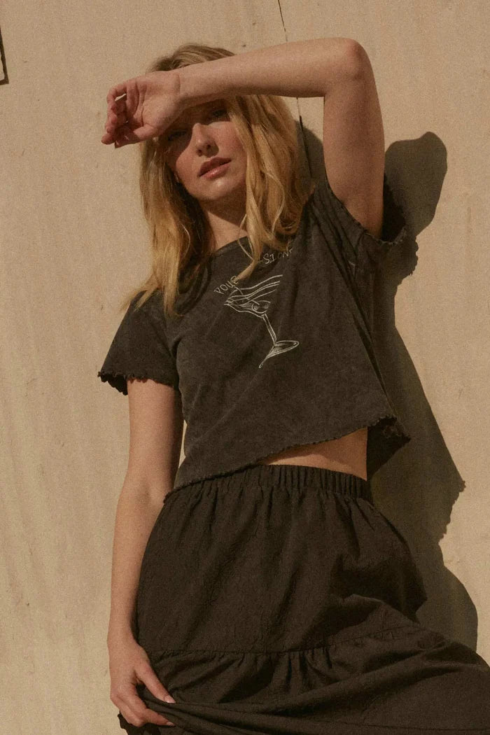 Pour Decisions Martini Cropped Graphic Baby Tee - ShopPromesa