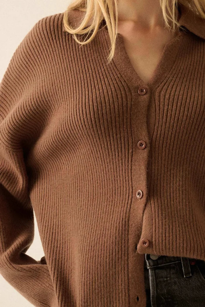 Promise the Label Rib-Knit Oversize Cardigan Sweater - ShopPromesa