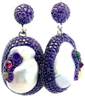 Style the Purple Crystal Pearl Drop Sterling Silver Earrings exclusively at Born To Glam