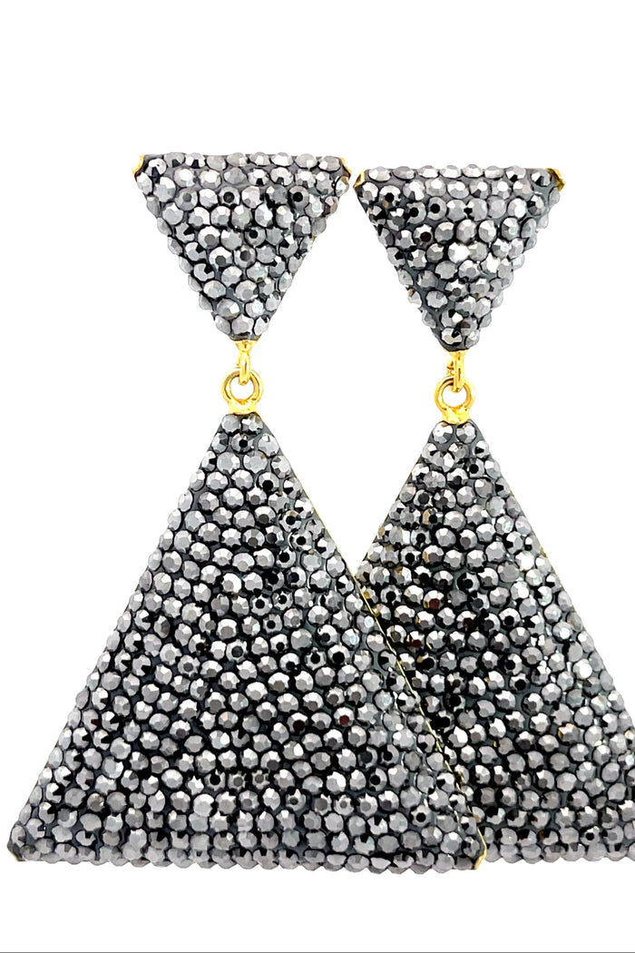 Style the Pyramid Crystal 925 Sterling Silver Dangle Earring exclusively at Born To Glam