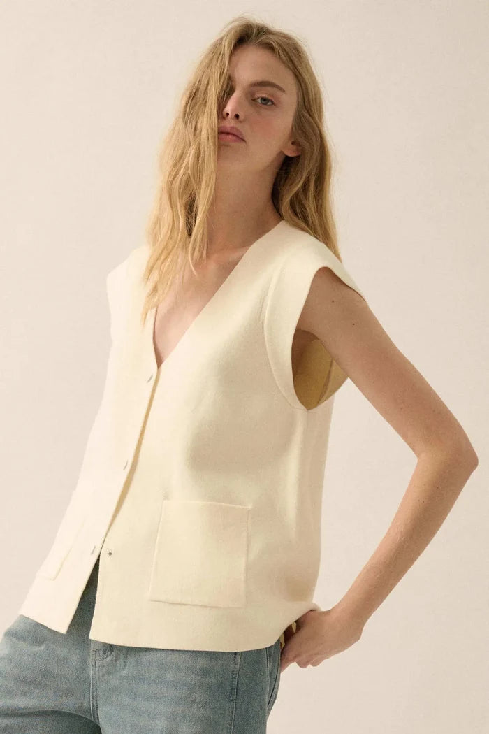 Real Talk Cap-Sleeve Pocket Cardigan - ShopPromesa