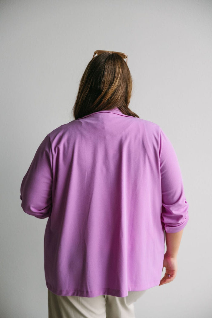 RELAXED BOYFRIEND BLAZER IN MUTED ORCHID - Love Marlow