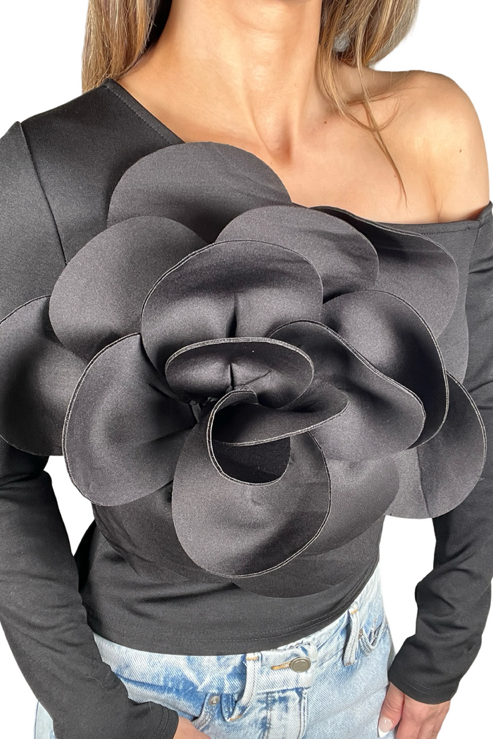 Style the Rosette Scuba One Size Statement Top exclusively at Born To Glam