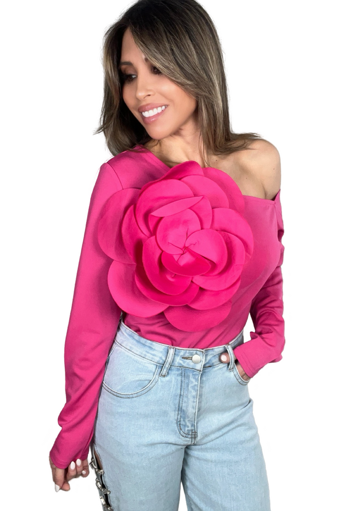 Style the Rosette Scuba One Size Statement Top exclusively at Born To Glam