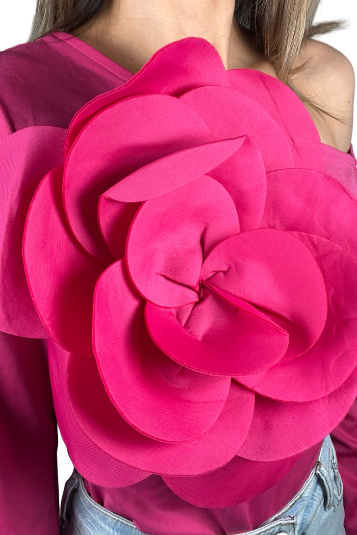 Style the Rosette Scuba One Size Statement Top exclusively at Born To Glam