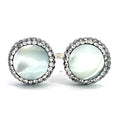 Round double gemstone adjustable ring in 925 sterling silver with raised focal stones and sparkling crystal accent details.