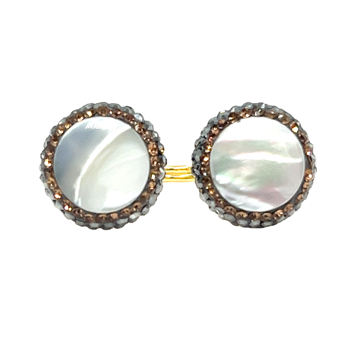 Style the Round Double Gemstone & Crystal 925 Sterling Silver Adjustable Ring exclusively at Born To Glam