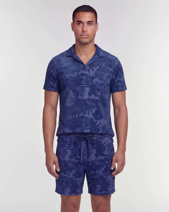 SAM FARM FLORAL TOWEL SHORT - NAVY