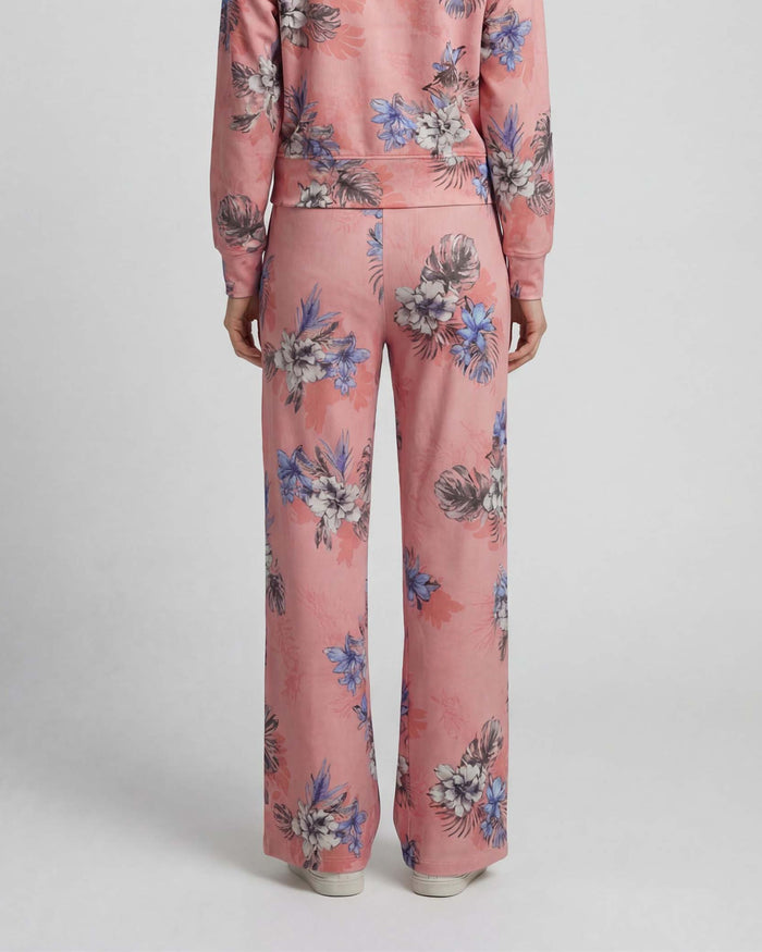 SANCHEZ EXOTIC FLORAL CORAL WOMENS WIDE-LEG PANT