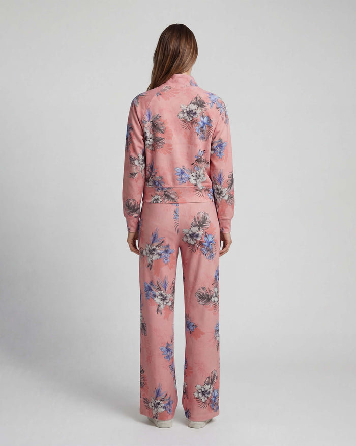 SANCHEZ EXOTIC FLORAL CORAL WOMENS WIDE-LEG PANT