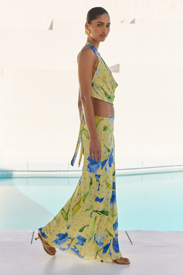 This is an image of Sarah Skirt in Solei - RESA featuring a model wearing the dress
