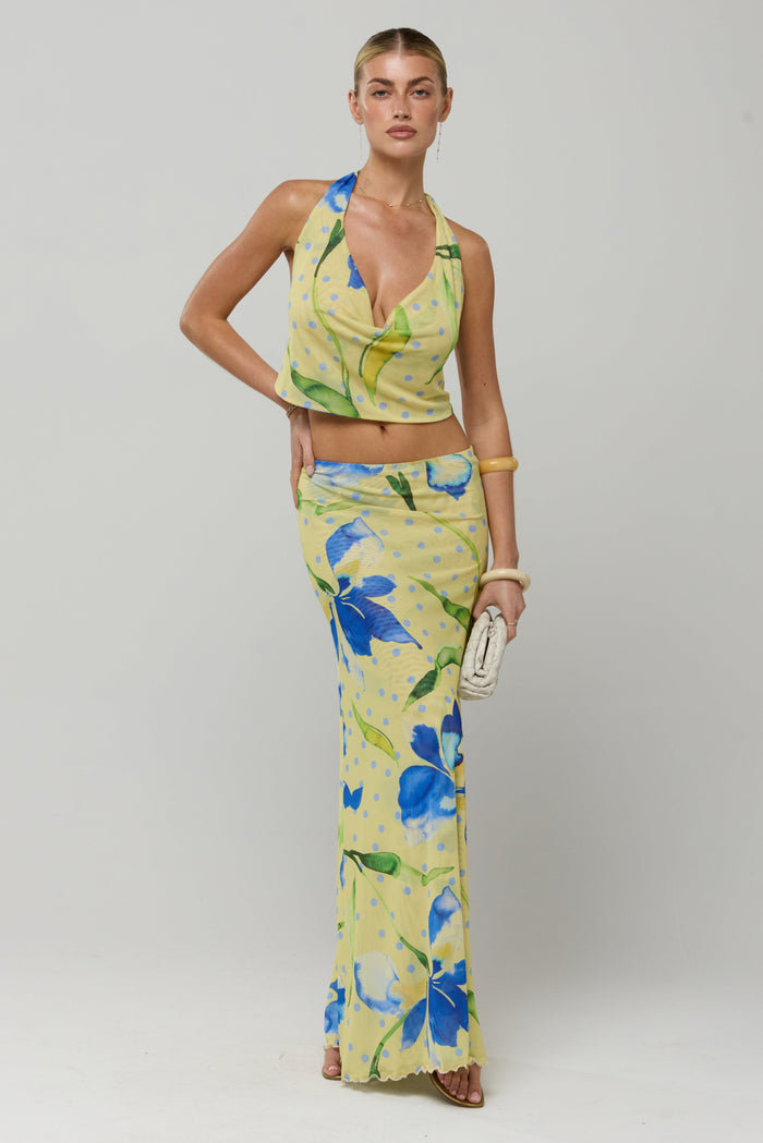 This is an image of Sarah Skirt in Solei - RESA featuring a model wearing the dress
