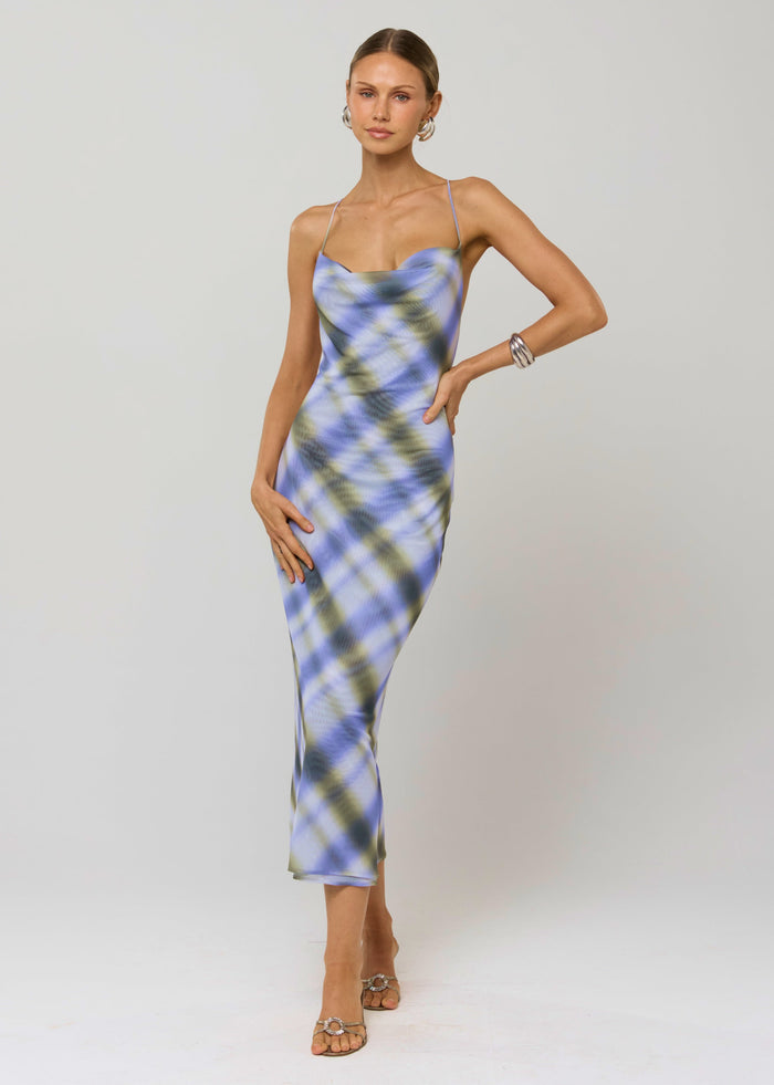 This is an image of Serena Dress in Blur - RESA featuring a model wearing the dress