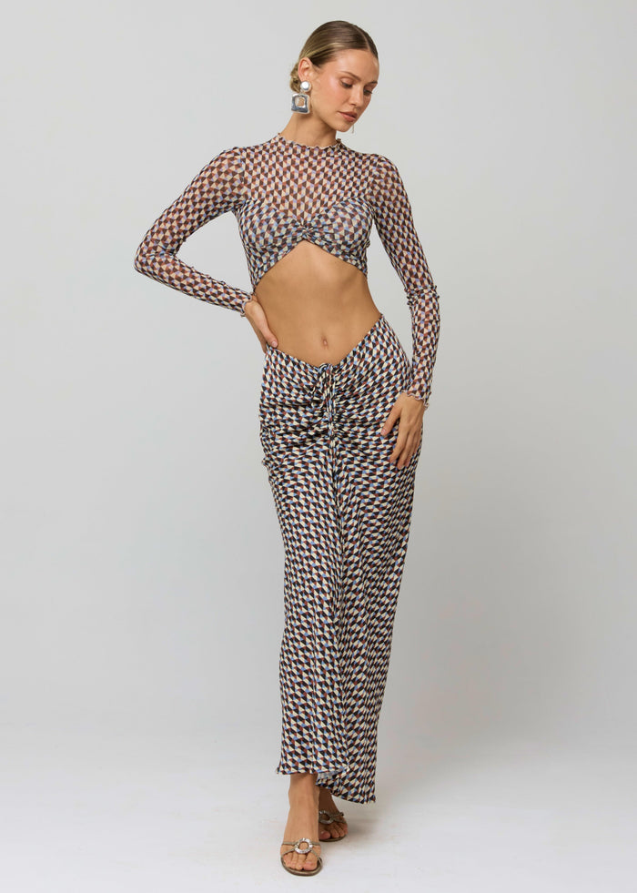 This is an image of Shelby Top in Mosiac - RESA featuring a model wearing the dress