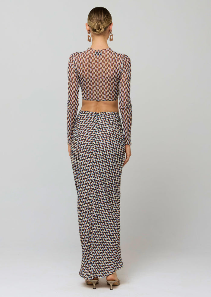 This is an image of Shelby Top in Mosiac - RESA featuring a model wearing the dress