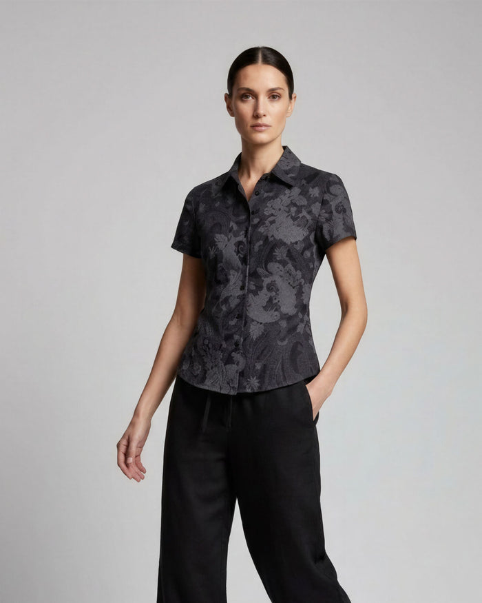 SHELLEY PAISLEY EXPLOSION BLACK WOMENS PRINTED SHIRT
