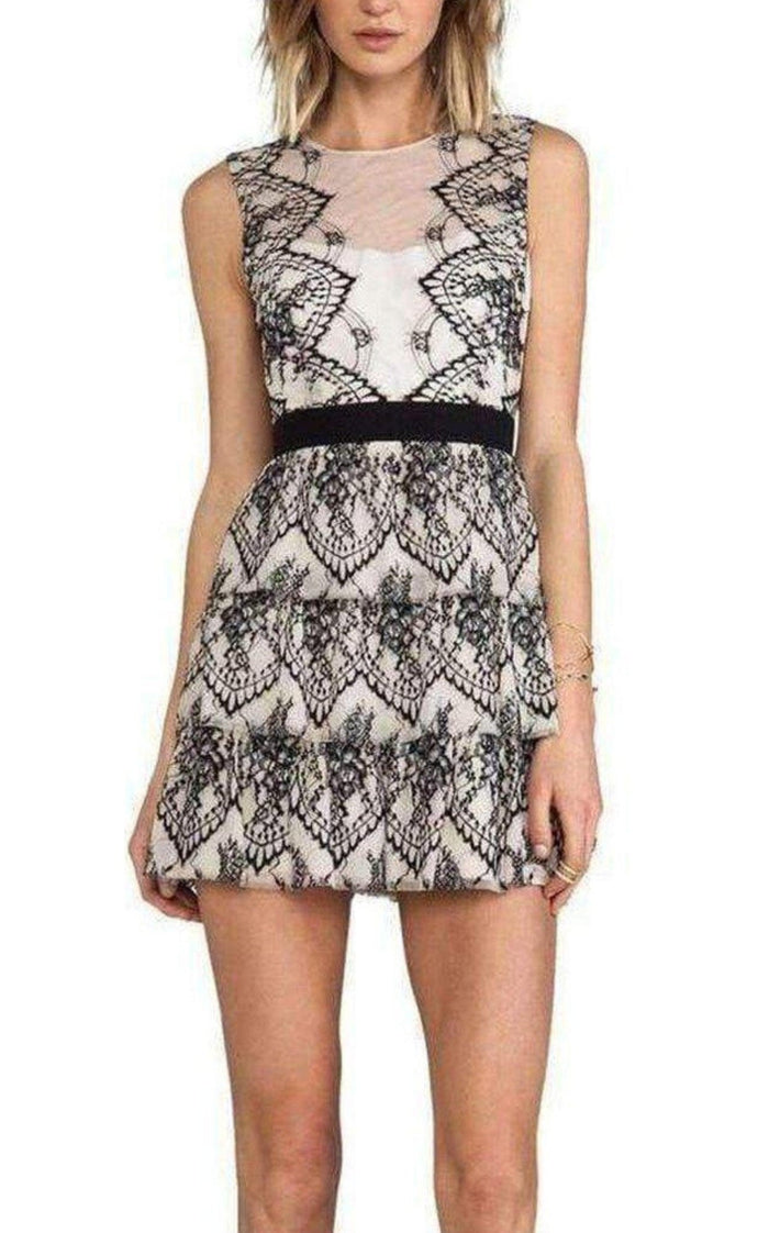 BCBGMAXAZRIA Sleeveless Scalloped Lace Dress - Runway Catalog