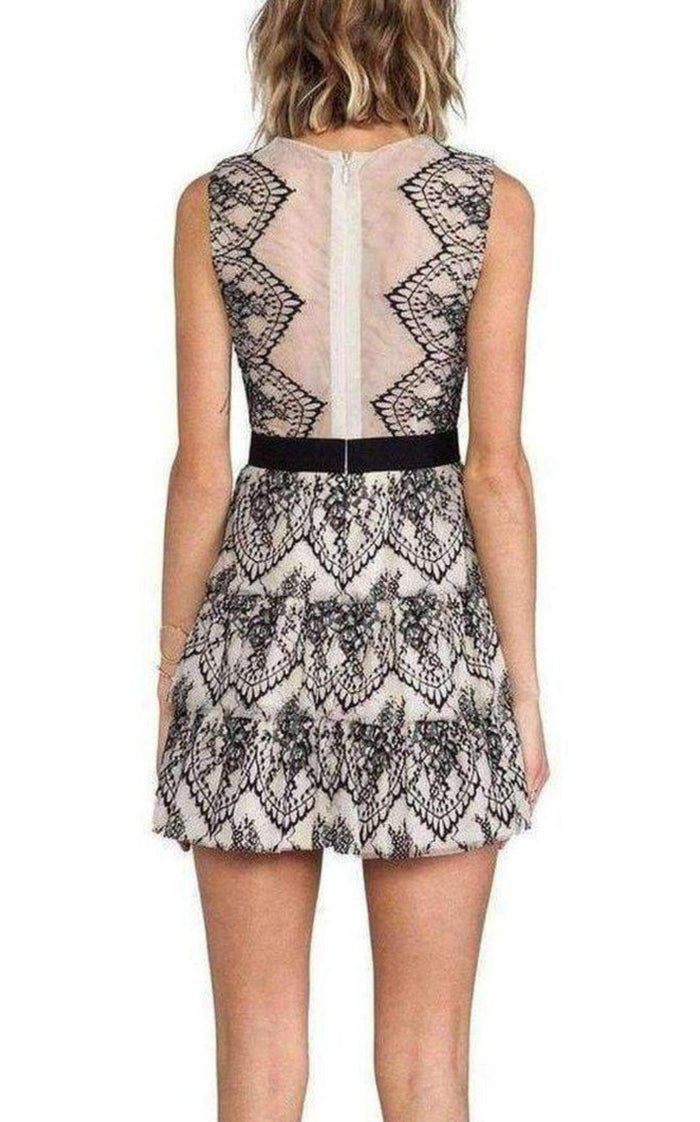 BCBGMAXAZRIA Sleeveless Scalloped Lace Dress - Runway Catalog