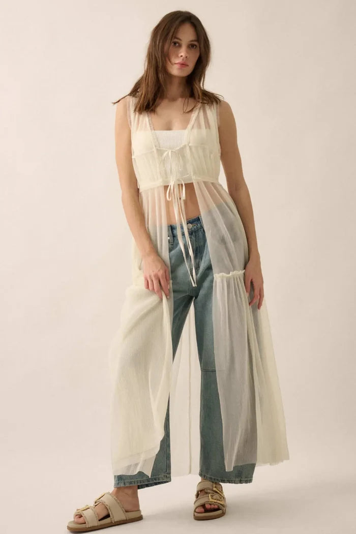Softest Sigh Sheer Tulle Tie-Front Maxi Top - ShopPromesa