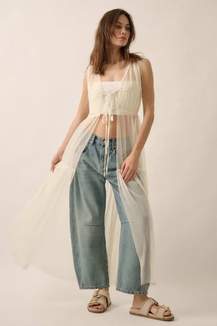 Softest Sigh Sheer Tulle Tie-Front Maxi Top - ShopPromesa