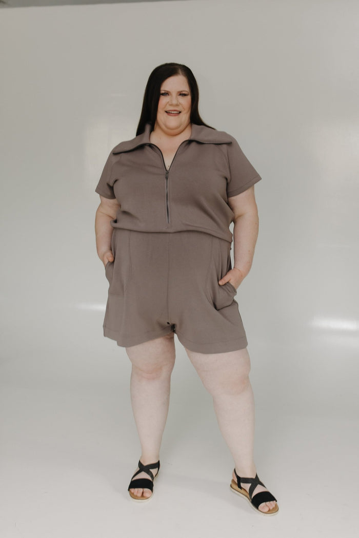 SPANX® AirEssentials Half - Zip Jumpsuit in Smoke - Love Marlow