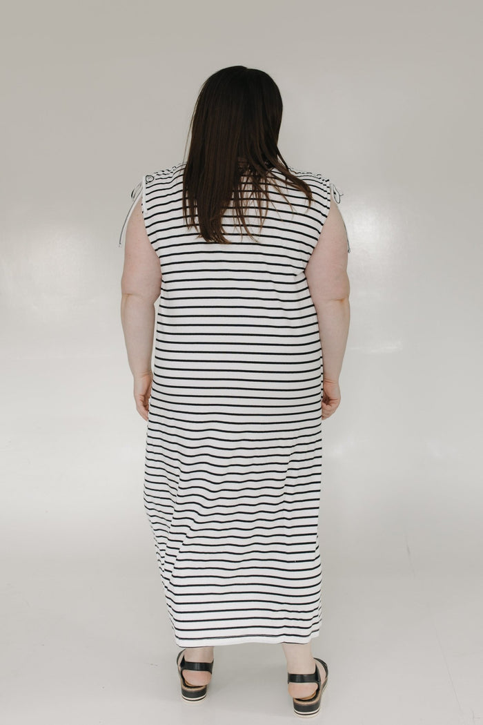 STRIPED MAXI DRESS WITH TIE SHOULDERS - Love Marlow